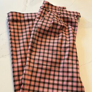 Anthropologie pink plaid pants